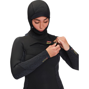 2023 Billabong Womens Synergy 5/4mm Hooded Chest Zip Wetsuit F45F36 - Wild Black